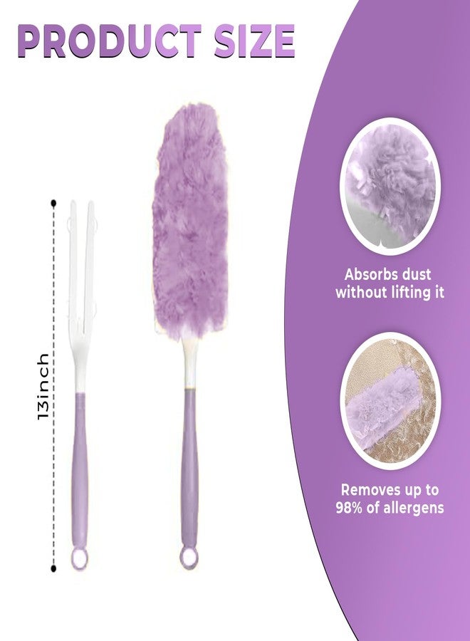 MAXOSHINE Microfiber Feather Duster for Home Cleaning with 5 Refills-Multipurpose Dusting Brush with Bendable Head Ideal for Cleaning AC Vents Car Blinds Furniture Hard-to-Reach Gaps (Purple, Small Handle) - Image 3